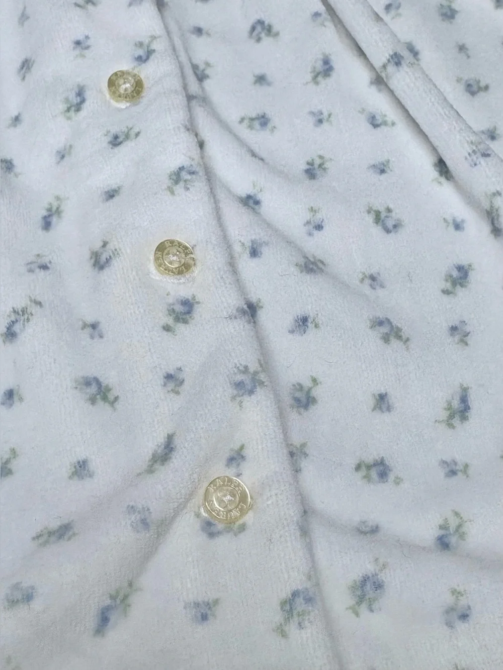 Ralph Lauren Baby Girls 3M Blue Floral Button Down Velour Dress Peter Pan Collar